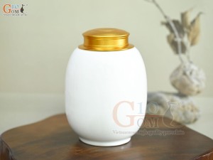 Lọ chè trơn dáng béo nền trắng, 300g