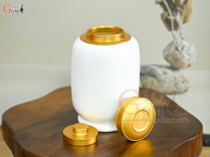 Lọ chè trơn dáng đứng nền trắng, 300g