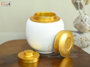 Lọ chè trơn dáng thấp nền trắng, 150g