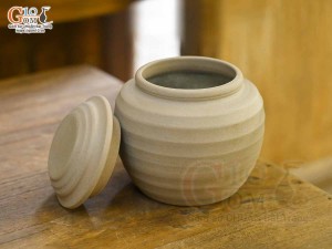 Lọ chè tròn gốm ganh lòng hỏa biến