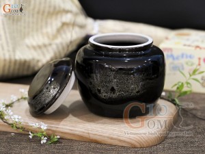 Lọ chè tròn men hỏa biến quẹt 