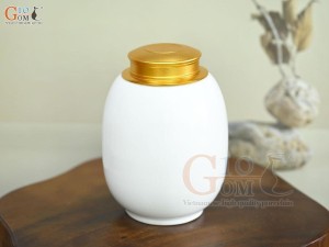 Lọ chè trơn men trắng, 300g