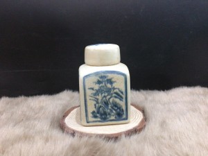 Lọ chè vuông men rạn cổ 