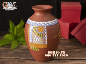 Lọ hoa chân thon gốm đất đỏ cao 28cm