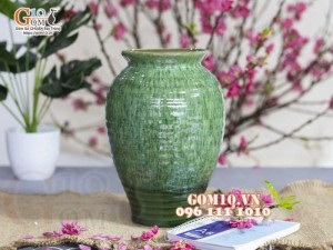 Lọ hoa chân thon, men hỏa biến cẩm thạch, cao 25cm