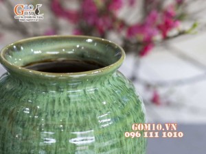 Lọ hoa chân thon, men hỏa biến cẩm thạch, cao 25cm