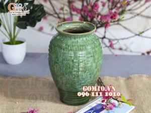 Lọ hoa chân thon, men hỏa biến cẩm thạch, cao 25cm