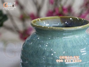 Lọ hoa chân thon, men hỏa biến lam ngọc, cao 25cm