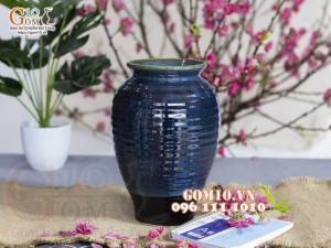 Lọ hoa chân thon, men hỏa biến ngọc bích, cao 25cm