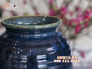 Lọ hoa chân thon, men hỏa biến ngọc bích, cao 25cm
