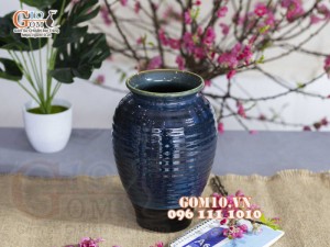 Lọ hoa chân thon, men hỏa biến ngọc bích, cao 25cm