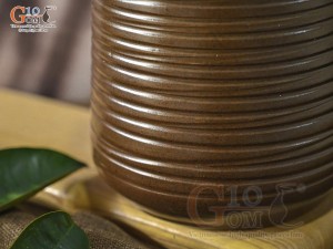 Lọ hoa gốm dáng bầu cổ nhỏ vân sóng, cao 23cm