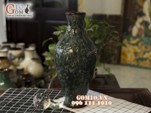 Lọ hoa dáng béo khắc hoa dây 45cm