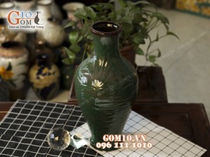 Lọ hoa dáng béo khắc lá 45cm