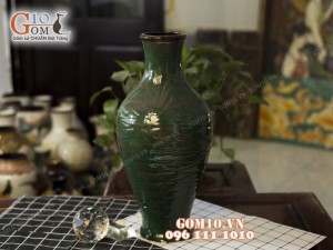 Lọ hoa dáng béo khắc lá 45cm