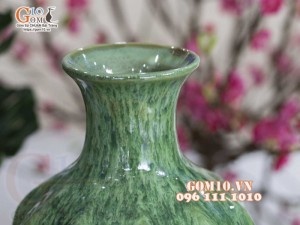 Lọ hoa dáng bí men hỏa biến cẩm thạch, cao 33cm