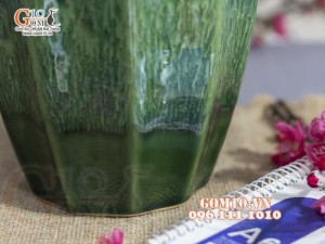 Lọ hoa dáng bí men hỏa biến cẩm thạch, cao 33cm