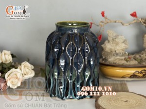 Lọ hoa dáng bình dâu men hoả biến cao 20cm 