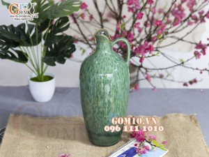 Lọ hoa dáng bình sữa men hỏa biến cẩm thạch, cao 35cm