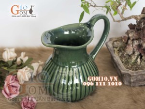 Lọ hoa dáng bình sữa men hỏa biến cẩm thạch, cao 19cm