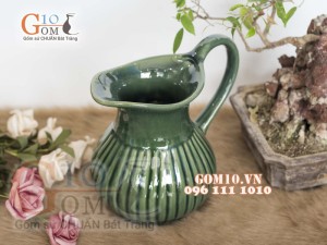 Lọ hoa dáng bình sữa men hỏa biến cẩm thạch, cao 19cm