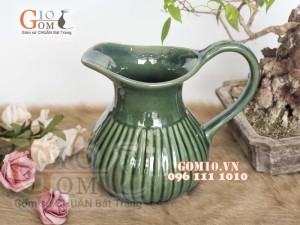 Lọ hoa dáng bình sữa men hỏa biến cẩm thạch, cao 19cm