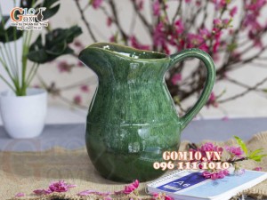 Lọ hoa dáng bình sữa thấp men hỏa biến cẩm thạch, cao 20cm