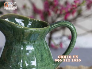 Lọ hoa dáng bình sữa thấp men hỏa biến cẩm thạch, cao 20cm