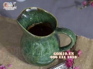 Lọ hoa dáng bình sữa thấp men hỏa biến cẩm thạch, cao 20cm