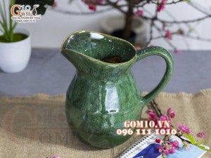 Lọ hoa dáng bình sữa thấp men hỏa biến cẩm thạch, cao 20cm