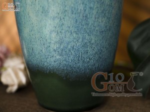 Lọ hoa dáng bom cổ nhỏ, men hỏa biến bạch ngọc, cao 32cm