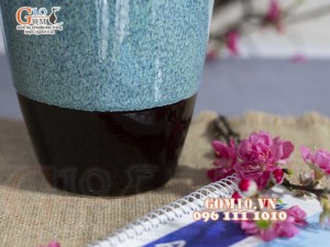 Lọ hoa dáng bom cổ nhỏ, men hỏa biến lam ngọc, cao 32cm