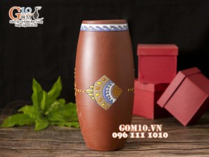 Lọ hoa dáng bom gốm đất đỏ cao 30cm