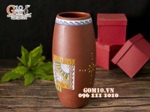 Lọ hoa dáng bom gốm đất đỏ cao 30cm