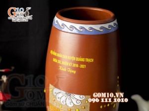 Lọ hoa dáng bom gốm đất đỏ in logo