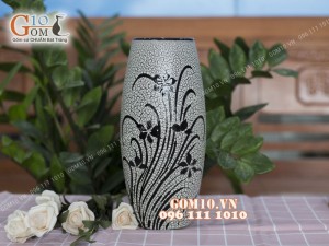 Lọ hoa dáng bom men đá nhiều màu cao 29cm