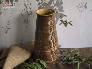 Lọ hoa gốm dáng bụng phệ vân sóng, cao 35cm