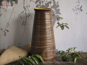 Lọ hoa gốm dáng bụng phệ vân sóng, cao 35cm