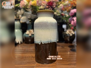 Lọ hoa dáng cao miệng loe men hỏa biến, cao 37cm