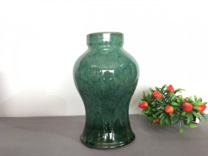 Lọ hoa dáng chân thon men hỏa biến cẩm thạch, cao 29cm