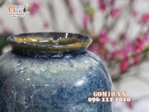 Lọ hoa dáng chân thon men hỏa biến, cao 25cm