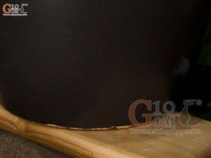 Lọ hoa dáng chum gốm đại miệng rộng màu nâu, cao 36cm