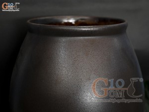 Lọ hoa dáng chum gốm đại miệng rộng màu nâu, cao 36cm