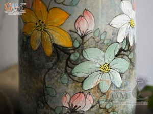 Lọ hoa dáng chuông cao men màu vẽ hoa, cao 30cm