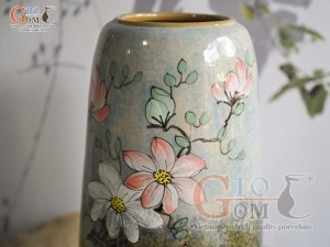 Lọ hoa dáng chuông cao men màu vẽ hoa, cao 30cm
