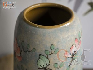 Lọ hoa dáng chuông cao men màu vẽ hoa, cao 30cm