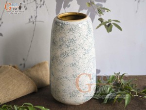 Lọ hoa dáng chuông cao men màu vẽ hoa Phù Dung, cao 30cm