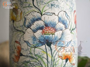 Lọ hoa dáng chuông cao men màu vẽ hoa Phù Dung, cao 30cm