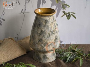 Lọ hoa dáng cố nhỏ men màu vẽ hoa Hồng, cao 30cm