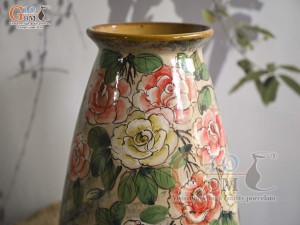 Lọ hoa dáng cố nhỏ men màu vẽ hoa Hồng, cao 30cm